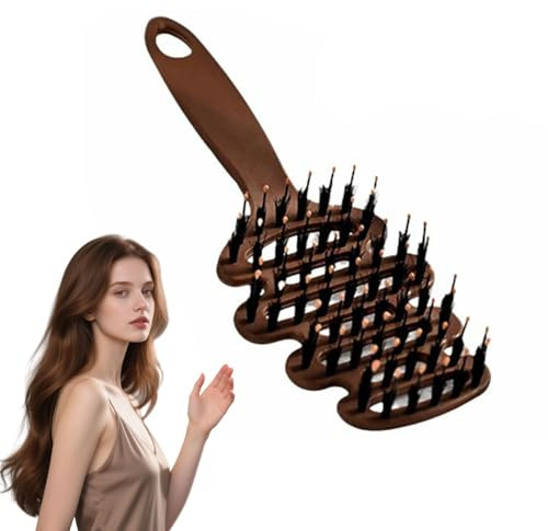 Cithway Volumen Bürste mit Borsten, Haarbürste Wildschweinborsten, Haarbürste Toupierbürste, Boar Bristle Brush, Bürste mit Wildschweinborsten, Rundhaarbürste für Volumen und Glanz (1PC)