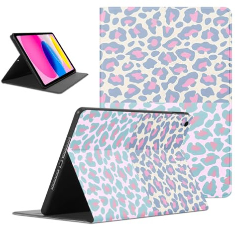 Custodia Cover Tablet per Samsung Galaxy Tab A8 (2021) X200/X205 10.5‘’, Lmprimé Léopard Rose Colori Vibranti & Design alla Moda con Funzione Pelle PU Holder Flip Antiurto Regolabile Protezione Case