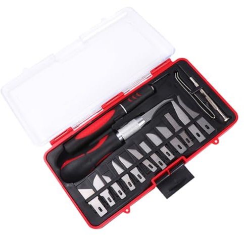 Baluue Cinceles de Mano de Acero al Carbono Juego de 16 Agarre Cómodo y Variedad de Tipos para Tallado de Madera Adecuado para Manualidades y Modelado