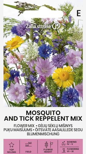 Zalia stotele | Mezcla de flores - MOSQUITO & TICK REPELLENT MIX Semillas de flores | 22 especies aromáticas anti-mosquitos y garrapatas | Para balcón terraza y jardín | Semillas de pradera