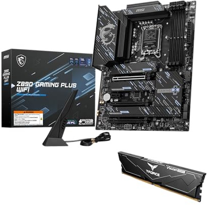 MSI Z890 Gaming Plus WiFi Motherboard,ATX-Supports Core Ultra Series 2 Intel,LGA 1851,DDR5,PCIe 5.0,M.2,SATA,5Gbps LAN,USB C,WiFi 7,Bluetooth 5.4,Thunderbolt 4+HIGH-Speed DDR5 RAM 16GB(1x16GB) Bundle