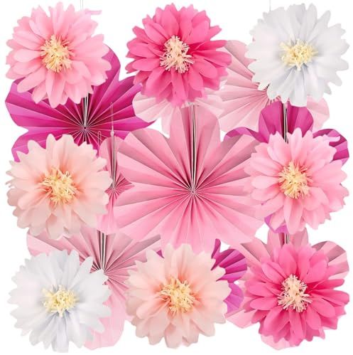 Confezione da 15 Fiori di Carta per Decorazioni, Fiori Carta Decorativi, Festoni Fiori di carta, per festival, matrimoni, compleanni, baby shower, decorazione da tavolo da giardino