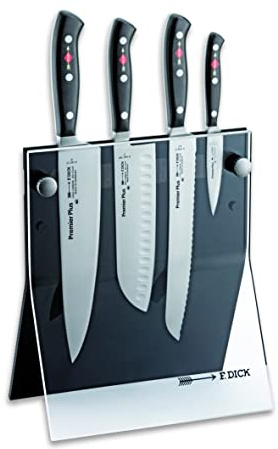 F. DICK Premier Plus 88040110 - Bloque de cuchillos con cuchillo, cuchillo de cocina, cuchillo de pan, cuchillo de oficina, acero X50CrMoV15, 56° HRC