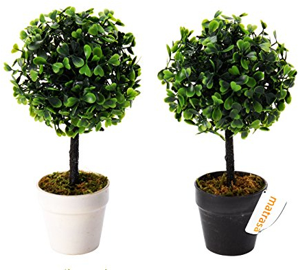 matrasa Künstlicher Buchsbaum - Buchs mit Blumentopf - Buchskugel 23 cm (23 cm mit anthrazitfarbenem Topf)