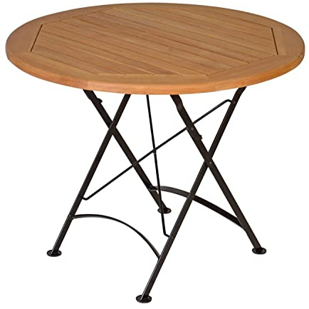 Kai Wiechmann Teak Klapptisch rund 90 cm wetterfest Premium für Balkon Terrasse Garten