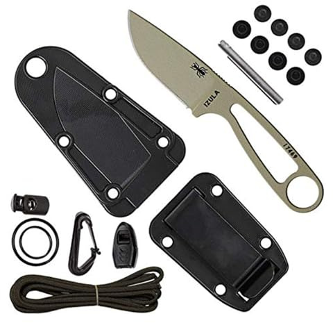 ESEE Knives Izula Fixed Blade Knife w/Survival Kit, Sheath & Clip Plate