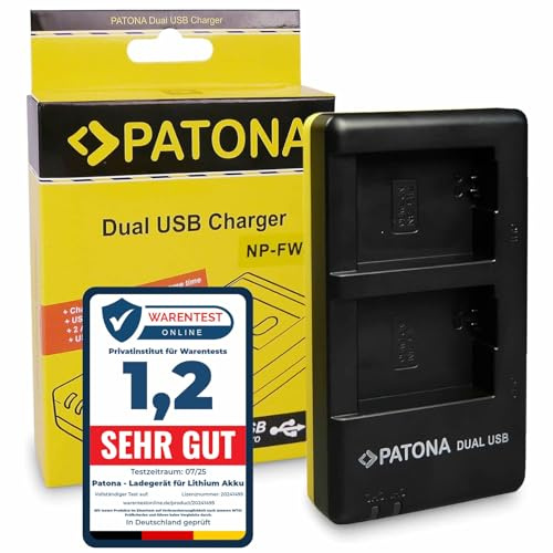 PATONA USB-C Dual Ladegerät für NP-FW50 Akku kompatibel mit Sony Alpha 7 7R 7II 7S A5000 A6000 A6300 A6400 A6500 A7 A7S A7R A7II ZV-E10 DSC RX10 Mark II III IV RX1R III DSC-RX1RM3 NEX 3 5 6 C3 F3