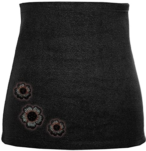 alles-meine.de GmbH Nierenwärmer - Fleece/Uni schwarz - Größe - Frau M - mit Blume Blüte Applikation Bauchwärmer Fleece Frottee Nierengurt Leibwärmer Männer Frau Kinder Sport B..