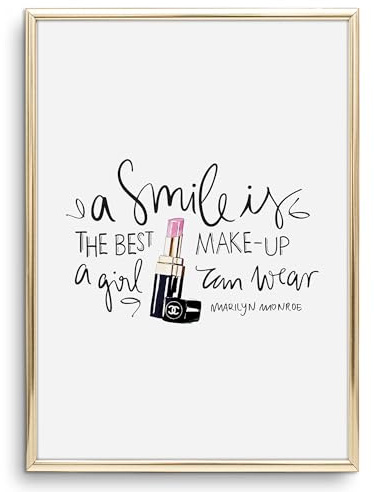 Tales by Jen Kunstdruck, Sprüche Poster: A smile is the best make-up a girl can wear | Stilvolles Premium Poster auf hochwertigem Papier | Fashion Wand Bild als Wohnaccessoires | Ohne Bilderrahmen