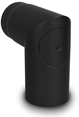 LANZZAS Rauchrohr Bogen 90° mit Tür (Spitzbogen) - im Durchmesser Ø 130 mm - Farbe: schwarz - Ofenrohr/Knie-Bogen