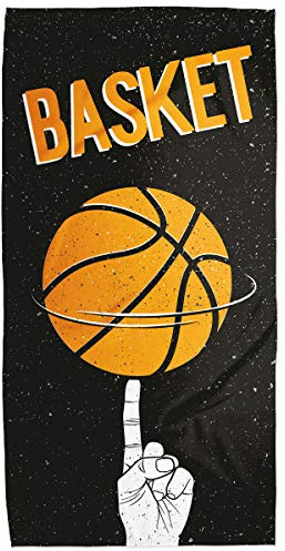 Bedrucktes Fitness-Handtuch aus Mikrofaser, Basketball, Hantelbank, Fitnessstudio, schnelltrocknend, Sport, rutschfest, 50 x 100 cm