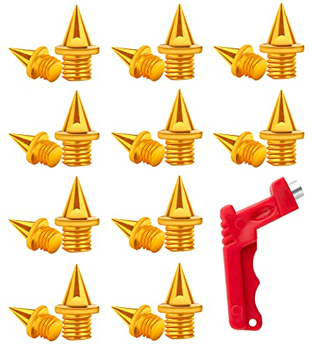 LUTER 20 Piezas 1/4 Pulgada Track Spikes Atletismo Clavos con Llave de Púas Repuesto Acero Inoxidable para Calzado Deportivo Salto de Longitud Atletismo en Pista y Campo (Oro)