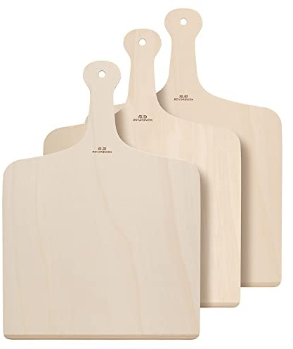 G.a HOMEFAVOR Pizza Peel, 12 x 16 Inch Wood Pizza Paddle for Baking Homemade Pizza, Wooden Pizza Spatula Oven Accessory, Large Cutting Board Set for Bread Fruit Vegetables (3-Pcs)