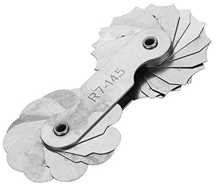 Radiuslehre, Edelstahl Radiusrundungslehre Externes internes konkaves konvexes Messwerkzeug zum Messen des Radius(R7-14.5MM)