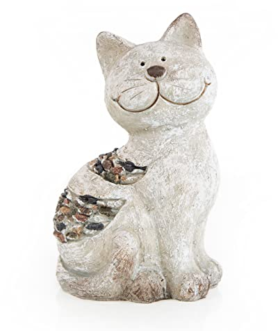 Logbuch-Verlag Katze Deko Figur braun grau aus Polyresin Katzenfigur Geschenk Geburtstag 21,5 cm