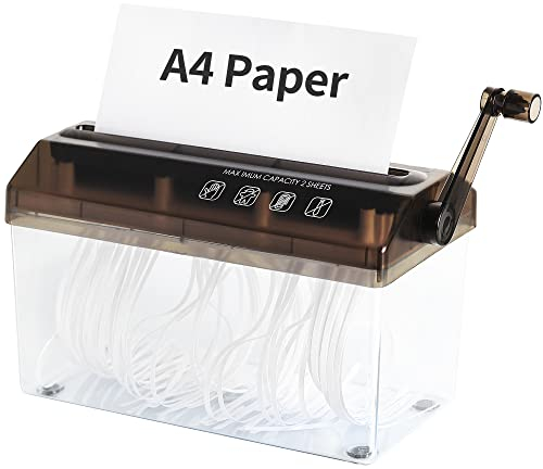 Manual Shredder - A4 Paper Straight Cutting Tool Portable Mini Paper Grinder Capacity 3L for Folded A2 Files Documents Home Office Desktop Supplies Transparent Black OF02BK