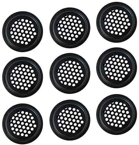 Qrity 10 PCS Stainless Steel Air Vent 25mm, Circular Mesh, Black Circular Ventilation Grille, Grating Cover, Air Vent Grille Cover Ventilation of Cabinet, Wardrobe, Bookshelf, Shoe Cupboard