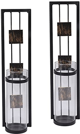 Wall Decor Candle Holders, Beautiful Wall Mounted Candle Sconces, 2 Pieces, Light for Home (Square)