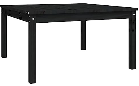 Makastle Gartentisch Kaffeetisch Terrassentisch Beistelltisch Couchtisch Balkontisch Loungetisch mit Holzrahmen, Garten Tisch für Indoors/Outdoors, Schwarz 82,5x82,5x45 cm Massivholz Kiefer