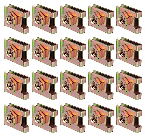 QUARKZMAN 20x16mm U Écrou Clip 20pcs Ressort Acier Vitesse Convient M6 Vis | Type U Fixations pour Équipement industriel Fixation, Laiton Ton