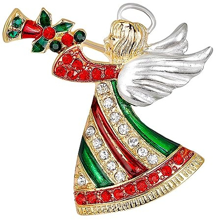 Tioheam Broches d'Noël - Broche Noël Trompette Ange | Broches d'ange en Corne soufflage, épinglettes Noël en Strass étincelants, épinglette mopour Accessoires Noël, Nouvel