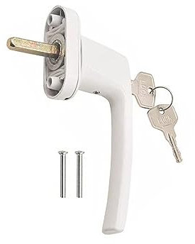 Fenstergriffe Abschliessbar, Fensterschloss, Kindersicherung mit Schloss, Fenstersicherung, Stiftlänge 35mm, Balkontürgriff, Aluminium Türgriffe für Fenster, Terrassentüren und Balkontüren (Weiß)