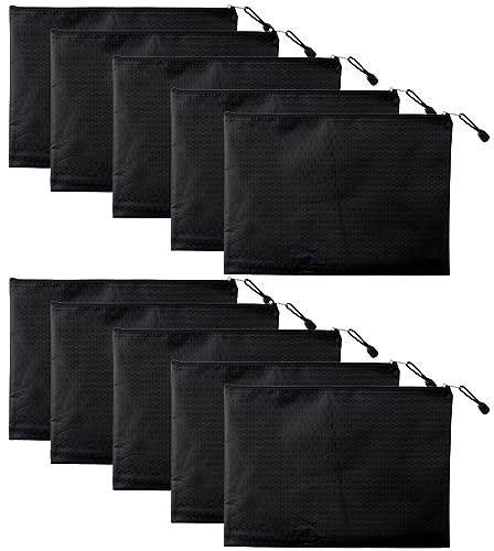 Geldtaschen mit Reißverschluss 10 Stück A5 Dokumententasche Wasserdicht Geldtasche Schwarz Geldbeutel Banktasche Reißverschlusstasche Oxford Geldtasche für Geldscheine Aufbewahrung Dokumenten