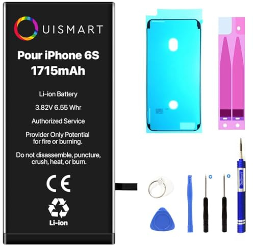 OUISMART® KIT Batterie pour IPHONE (avec Kit Outils + Adhésif + Joint D'étanchéité, iPhone 6S)