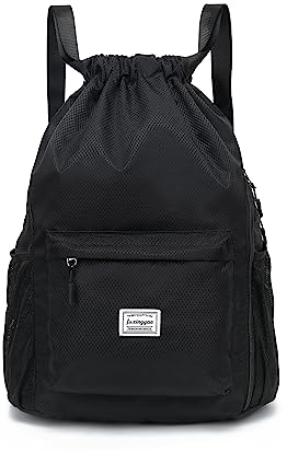 FUXINGYAO Beutel Rucksack Kordelzug Turnbeutel Daypack Gymsack Gym Bag Beutel Sportbeutel Rucksack für Damen & Herren mit Innentasche 11 Liter für Sport, Reisen und City(schwarz)