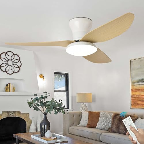 Dceinz Groß Deckenlampe mit Ventilator Wohnzimmer Dimmbar Fernbedienung LED Deckenleuchte mit Ventilator Reversibel Leise DC Lampe Mit Deckenventilator Smart Modern für Schlafzimmer, Salon-Black