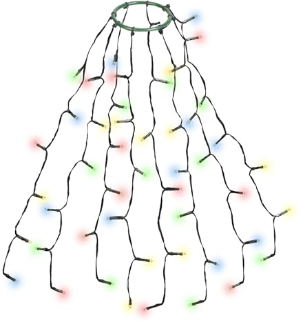 SALCAR Iluminación de Árbol de Navidad 0,6 m Con Anillo y 8 Guirnaldas, Cadena Luminosa 48 LED, Impermeable Para 60 cm, 90 cm, 120 cm