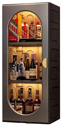 Barschrank, Weinschrank mit Herausnehmbaren Trennwänden, Freistehender Weinregal, Wein Regal mit Stauraum, für Zuhause, Flur, Schlafzimmer (Color : Gray, Size : A)