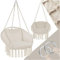 tectake® Indoor und Outdoor Hängesessel, Terrassen und Balkonmöbel, Hängesessel mit Gestell, robuste Konstruktion mit großem weichem Kissen, bis 150 kg - beige