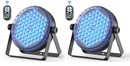 Rtktoup 2PCS 60 x 2W Lampe de Scène, RGBW 4 en 1 Par LED Éclairage de Scène DMX 8CH Stroboscope avec Télécommande, Lumière Soiree Par pour DJ, Fête, Show, Noël, Halloween, Mariage