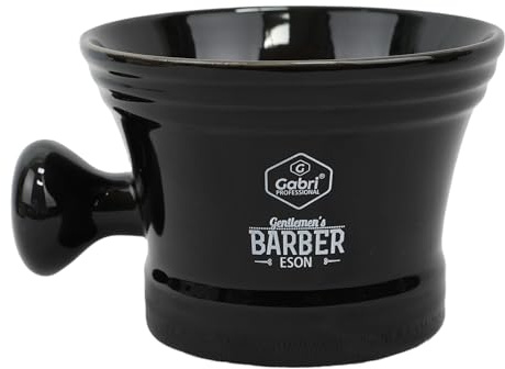 Gabri Professional Porcelain Shaving Bowl with Handle - 11x8 cm Shaving Mug for Soap, Cream, Hairdressing, Barbers & Salons (Style 2)