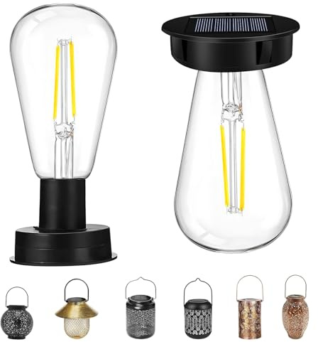 2 Stück Solarlaternen Ersatzteile - 8cm Solarleuchten Ersatz Top mit LED-Glühbirne für Solarlampen für Außen, Balkon und Garten, Wetterfest Solarlichter für Gartenlaternen (Ø 7cm)