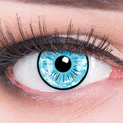 MeralenS Farbige Kontaktlinsen 1 Paar Blau Schwarz Satoru 1 Paar. Topqualität zu Halloween, Fasching, Fastnacht, Karneval Halloween gratis Kontaktlinsenbehälter ohne Stärke