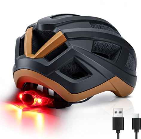 Bike Helmet Light, Bicycle Helmet with Tail Light 100LM Rear LED Safety Warning Helmet Lights for Night Riding, Rechargeable E-Bike/Skateboard/Scooter Helmet Lights, Adult Lightweight Cycling Helmets