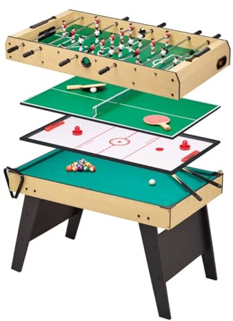 Kangui - Table Multi Jeux 4 en 1 pour Toute la Famille - Baby-Foot - Billard - Ping Pong - Hockey