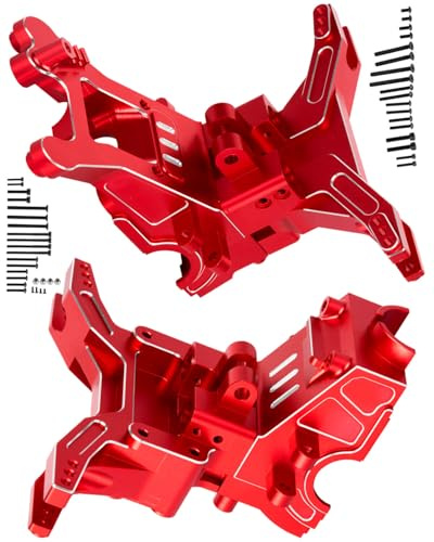 hopsupRC RC Aluminum Front&Rear Gearbox Cover/Gear Transmission Gearbox Set&Motor Mount Upgrades Part for 1/10 Kraton 4x4 4S V2 BLX/Outcast 4x4 4S V2 BLX.Motor Mount Gear Cover Hops Up.Red