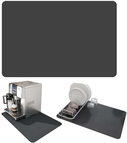 VIDSTW Kaffebryggare, droppmatta 50 x 40 cm, snabbtorkande, droppmatta 4 mm, kaffebryggare, matta, marmordisk för kaffematta, superabsorberande disk- och torkmatta (mörkgrå)