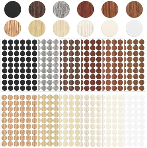 Screw Hole Stickers, 648PCS Self-Adhesive Cover Caps Screw Hole Stickers, 12Colors Stickers for Concealing Screw Holes, Protect Screws Cover Stickers for Cabinets Desks and Furniture Screw Holes