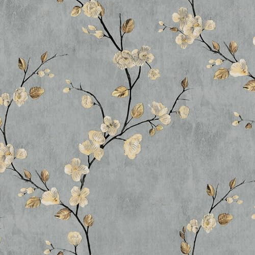xupingjiti Selbstklebende Tapete Blumen Aquarell Blätter und Blumen Wandpapier 44x600cm Selbstklebende Folie Vintage Dekorfolie Möbelfolie Klebefolie PVC Vinyl Wandaufkleber