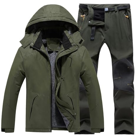 cfpqv Giacche invernali calde e calde da uomo, taglie forti, giacca e pantaloni da uomo, adatto per lavoro all'aperto, sci, pesca e moto tuta 54, Ag., 6XL