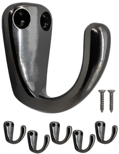 Fuxxer® Klassische Garderoben-Haken, Handtuch-Haken, Eisen-Haken, anthrazit, schwarz 5er Set