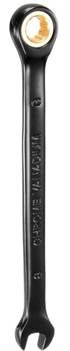 QUARKZMAN Llave de Trinquete 8mm Métrica de Boca Abierta 72 Dientes Acero CR-V Chapado En Níquel Llave Combinada de Trinquete para Tuercas y Pernos