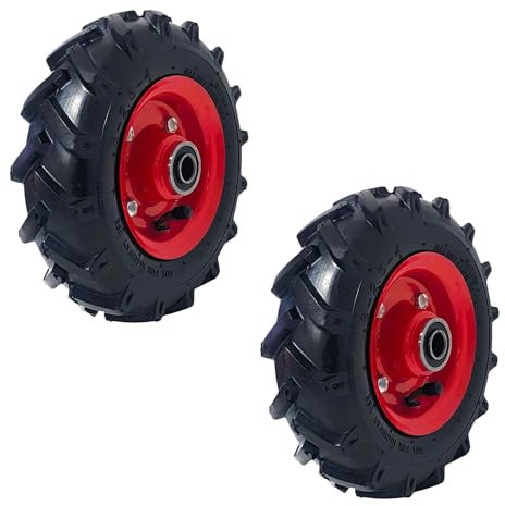 2x ruedas para carretilla, carro neumatica con camara, neumáticos de goma con camara, 8-2.5-4 eje de 200 mm, hasta 150 kg, 200 x 60 mm.