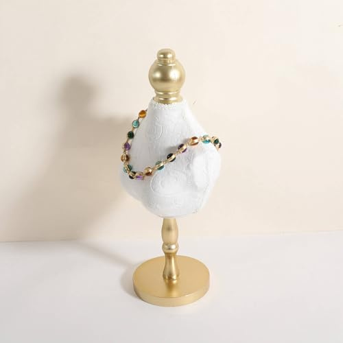 GemeShou Velvet necklace holder display stand, White jewelry necklace display for selling, necklace mannequin for jewelry, necklace bust jewelry display for Countertop【White-High version】