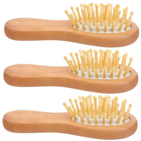 Veemoon Peigne De Massage En Bois 3 Pièces Mini Portable Blanc Airbag, Peigne Multifonctionnel Compact Pour Soin Du Cuir Chevelu Et Coiffure Quotidienne