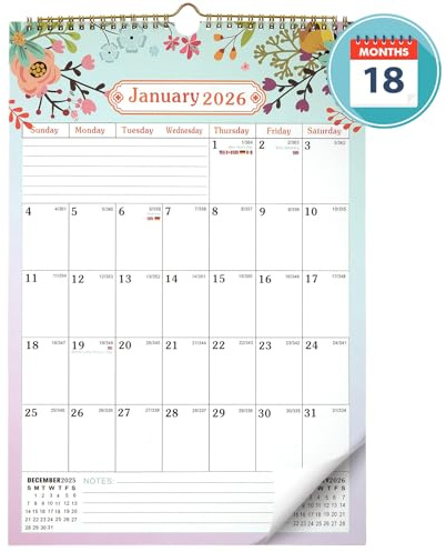 JIANTA Väggkalender 2025-2026 Storbritannien, 2026 kalender månad för att visa familjeplanerare A3, stor vertikal kalender, 18 månader från juli 2025 - december 2026